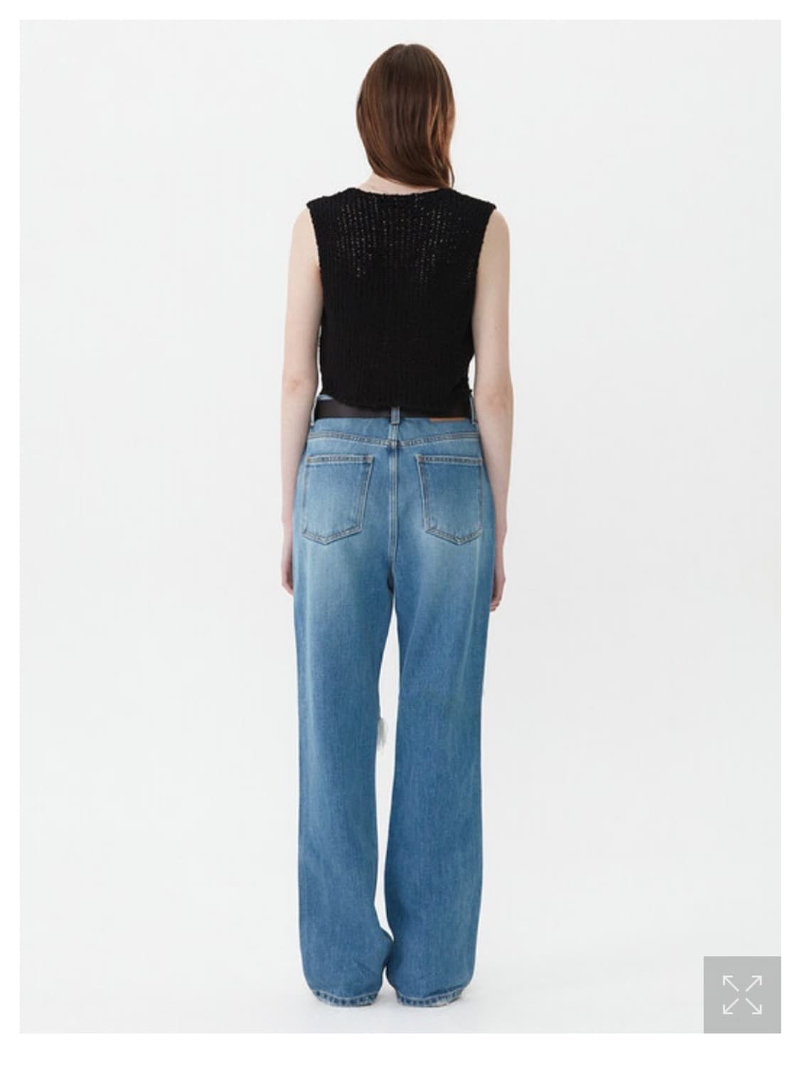 DISTRESSED KNEE JEANS, BLUE 상품이미지3