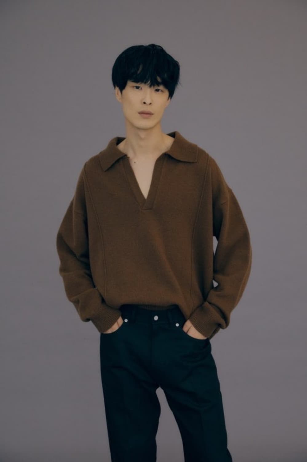 문선 램스울 카라 니트 상품이미지1