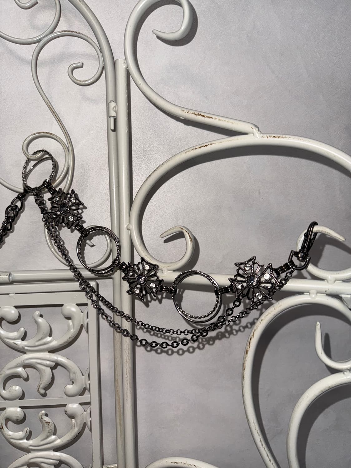 Silver cross cubic ring chain belt 상품이미지2