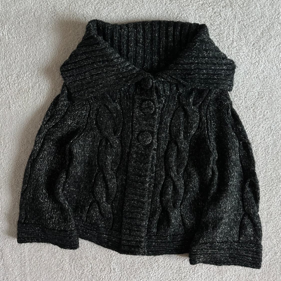 일본빈티지 무채색 작사 차콜 크롭 니트 가디건 상품이미지1