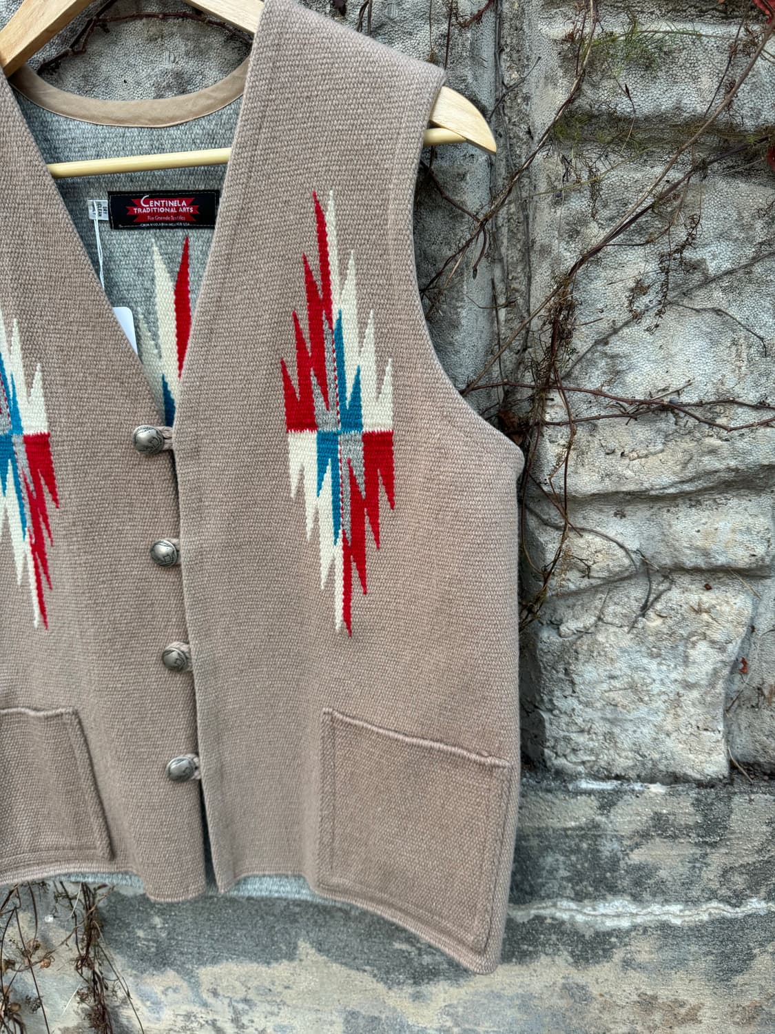 센티넬라 빈티지 핸드 우븐 울 투톤 오르테가 치마요 베스트 조끼 나바호 상품이미지3