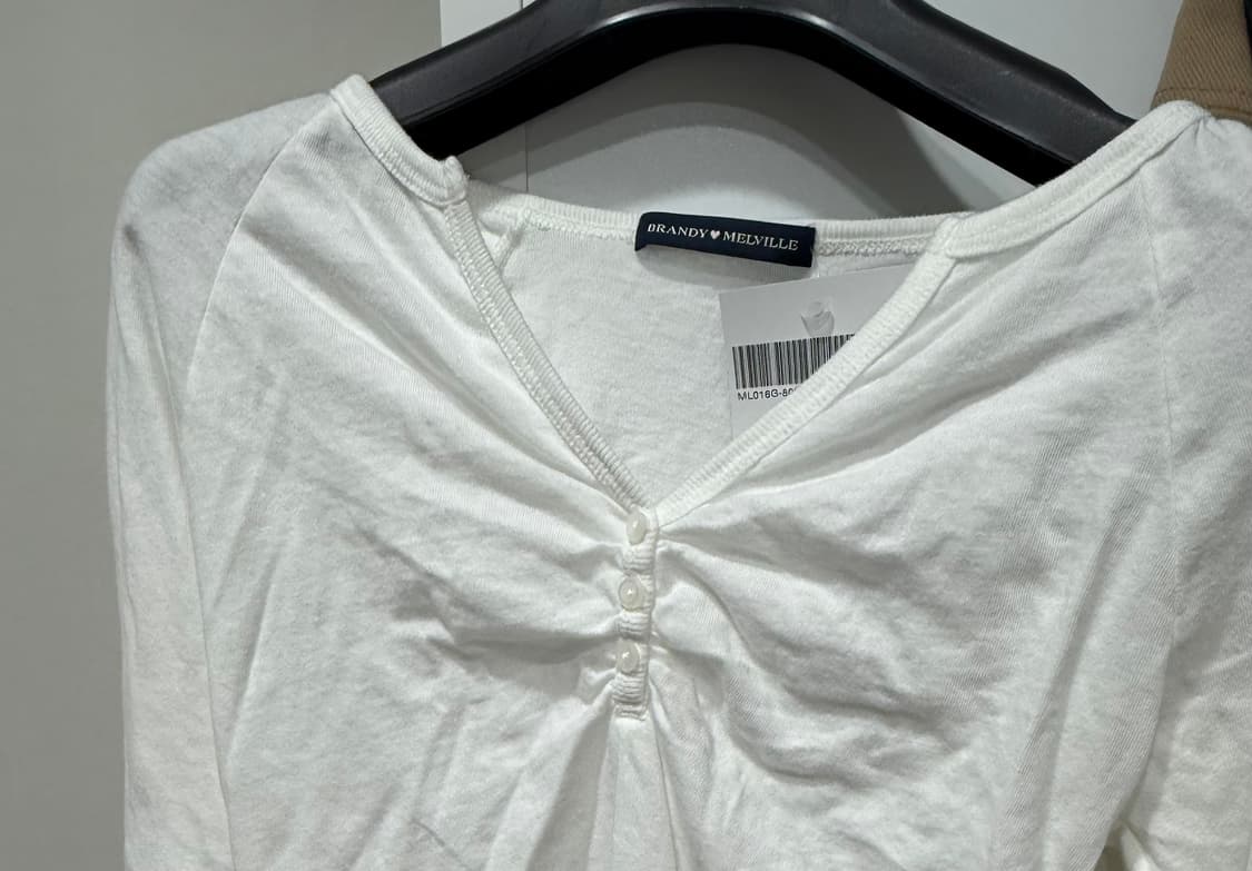 브랜디멜빌3button shirring long sleeve  white 상품이미지2