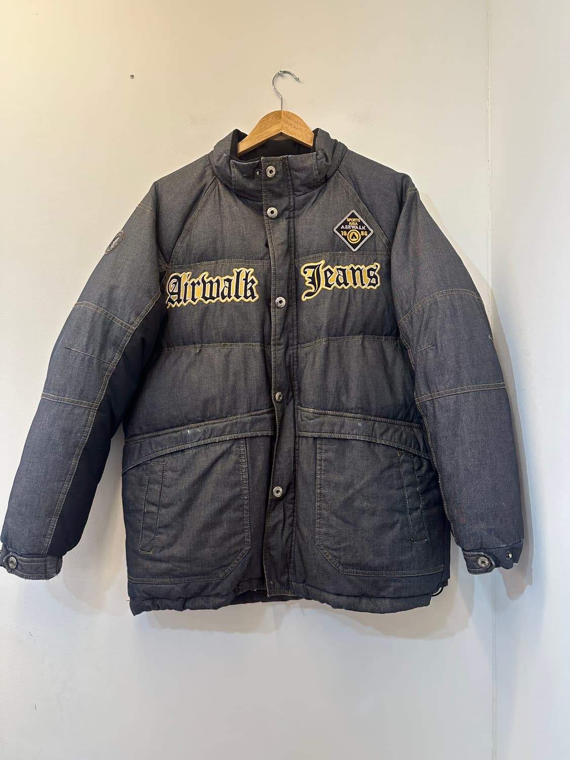 XL)에어워크 진스 데님 오리털 숏 패딩 점퍼 상품이미지1