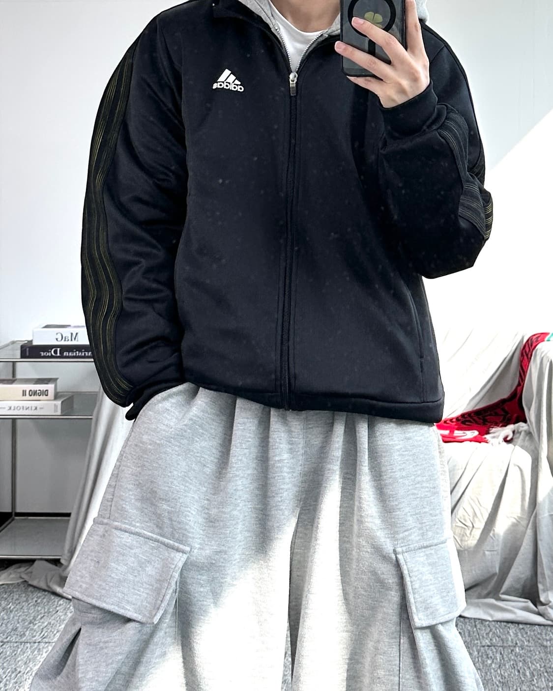 아디다스 블랙 홀로그램 트랙탑 져지 L 상품이미지3