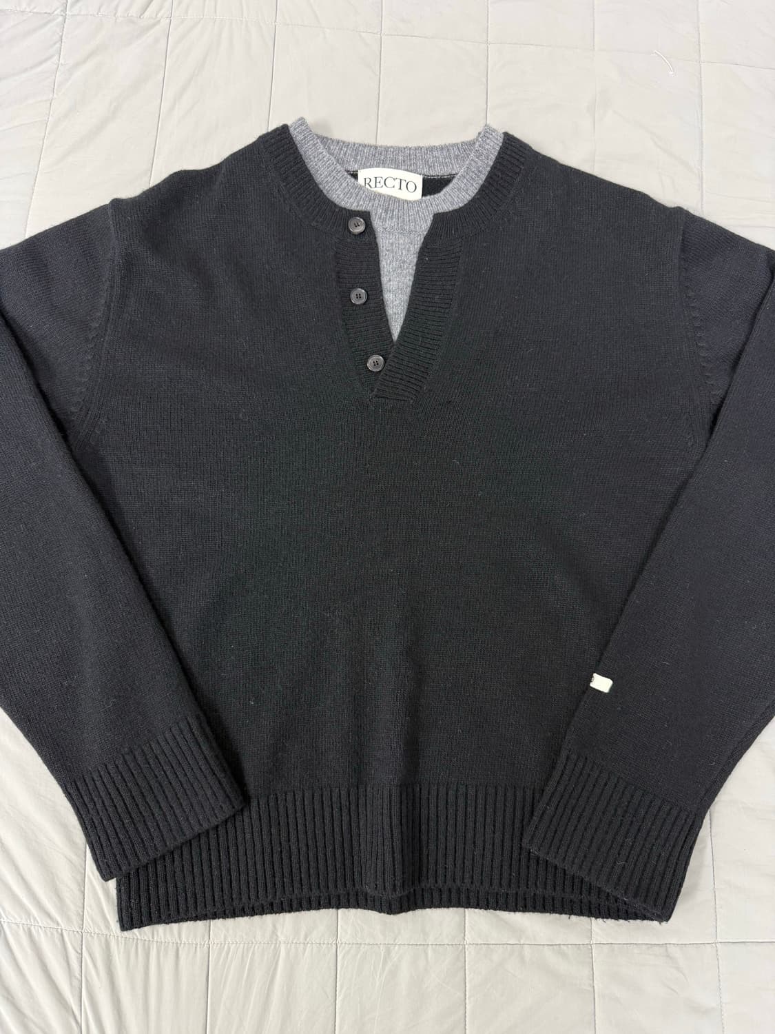 M 렉토 더블 레이어드 니트 블랙 상품이미지1