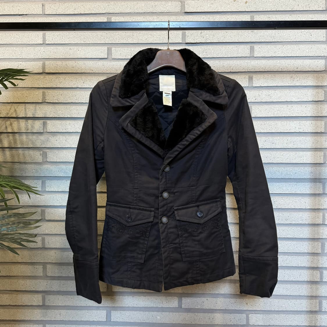 디젤 Y2K 아워글래스 퍼 코트자켓 패널절개 퀼팅안감 디테일 차콜 상품이미지2