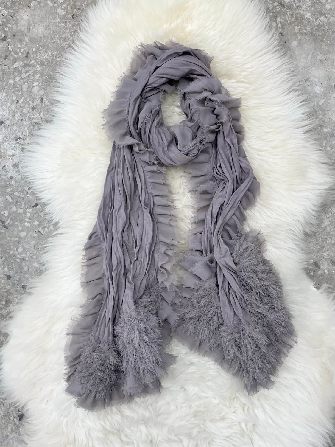 페어리 러플 퍼 디테일 머플러  상품이미지4