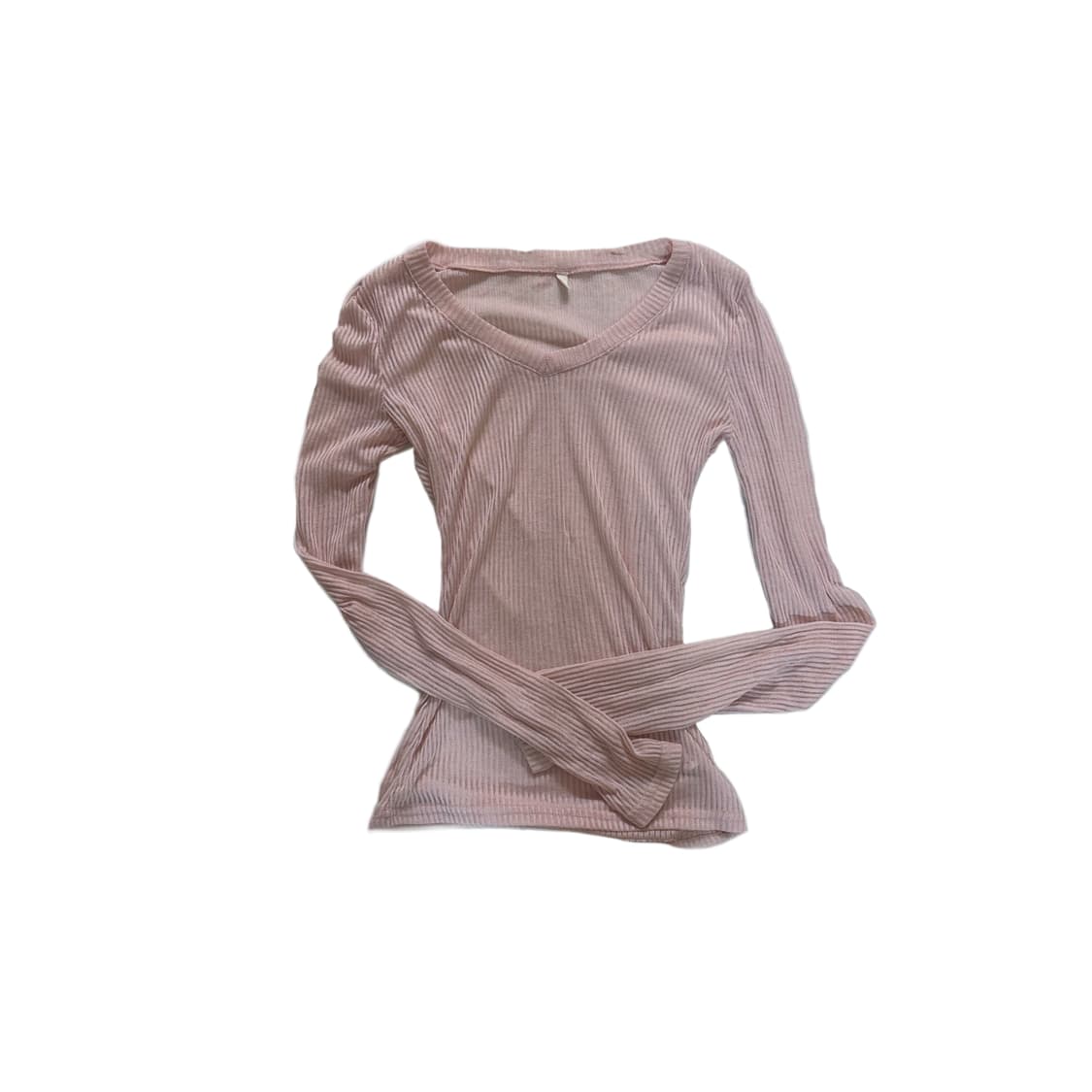 브이넥 핑크 롱슬리브 상품이미지1