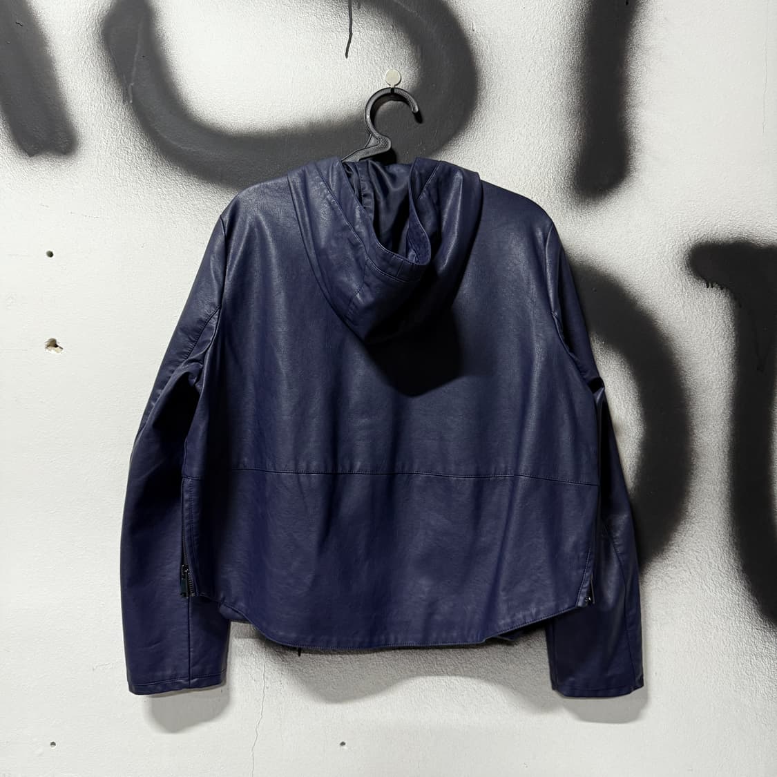 VTG 빈티지 절개 디테일 크롭 레더 후드 자켓 상품이미지2