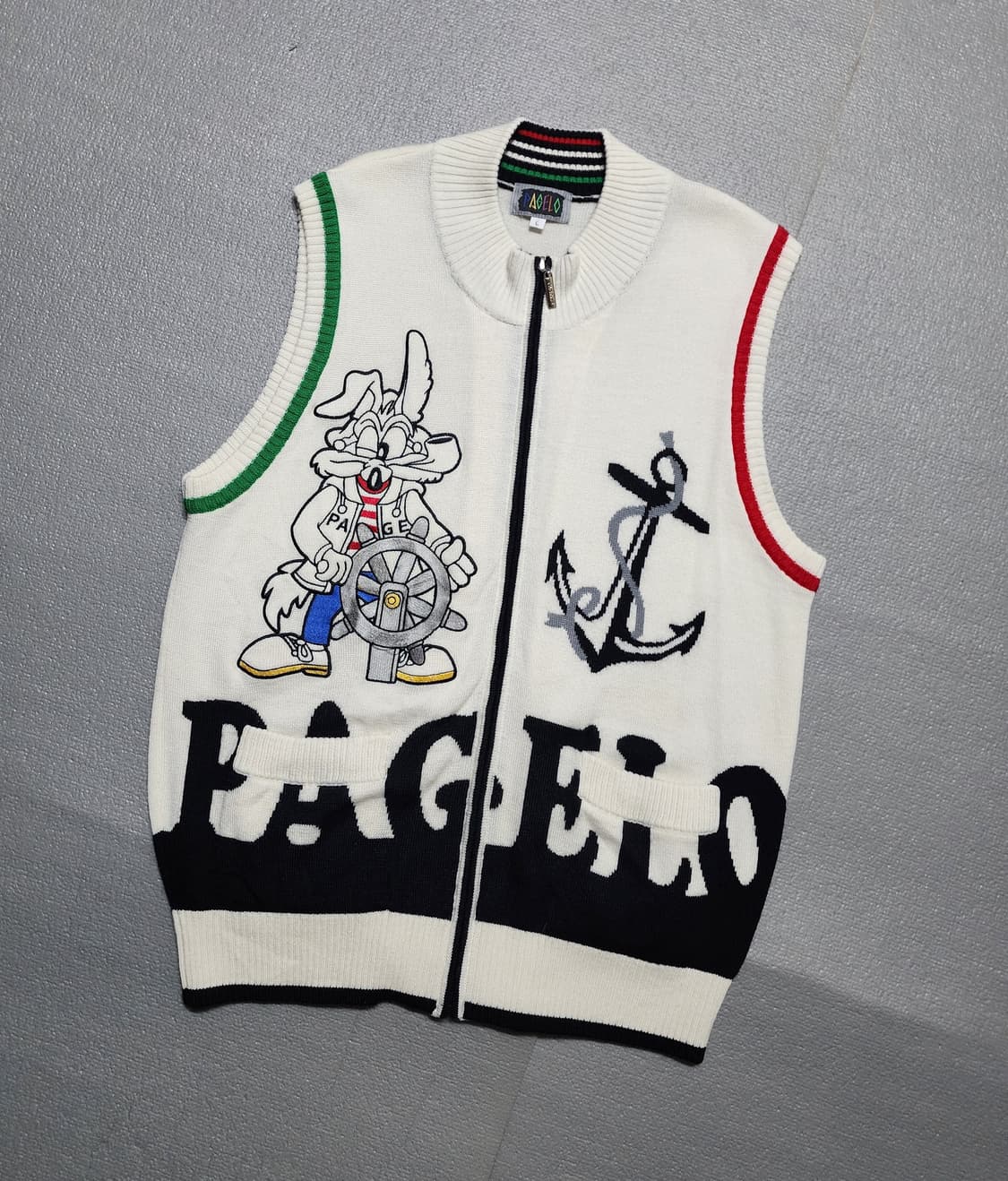 PAGELO 캐릭터 울 니트 집업 조끼 베스트 상품이미지1