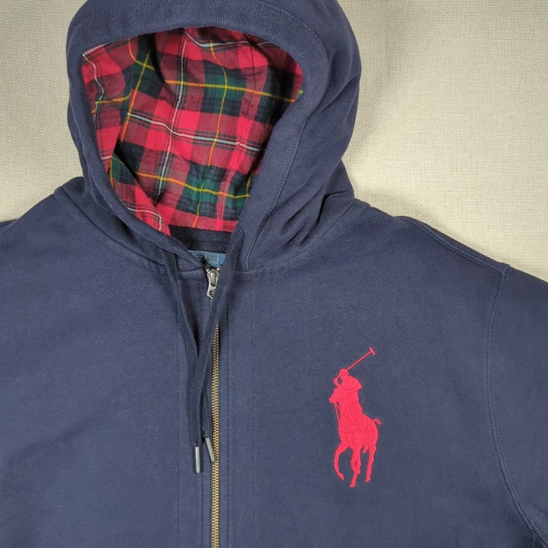 폴로 랄프로렌 빅포니 체크패턴 후드집업 네이비 상품이미지2