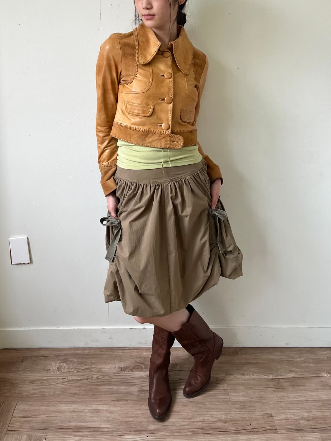 MOUSSY VINTAGE 카멜 레더 숏 자켓 상품이미지5