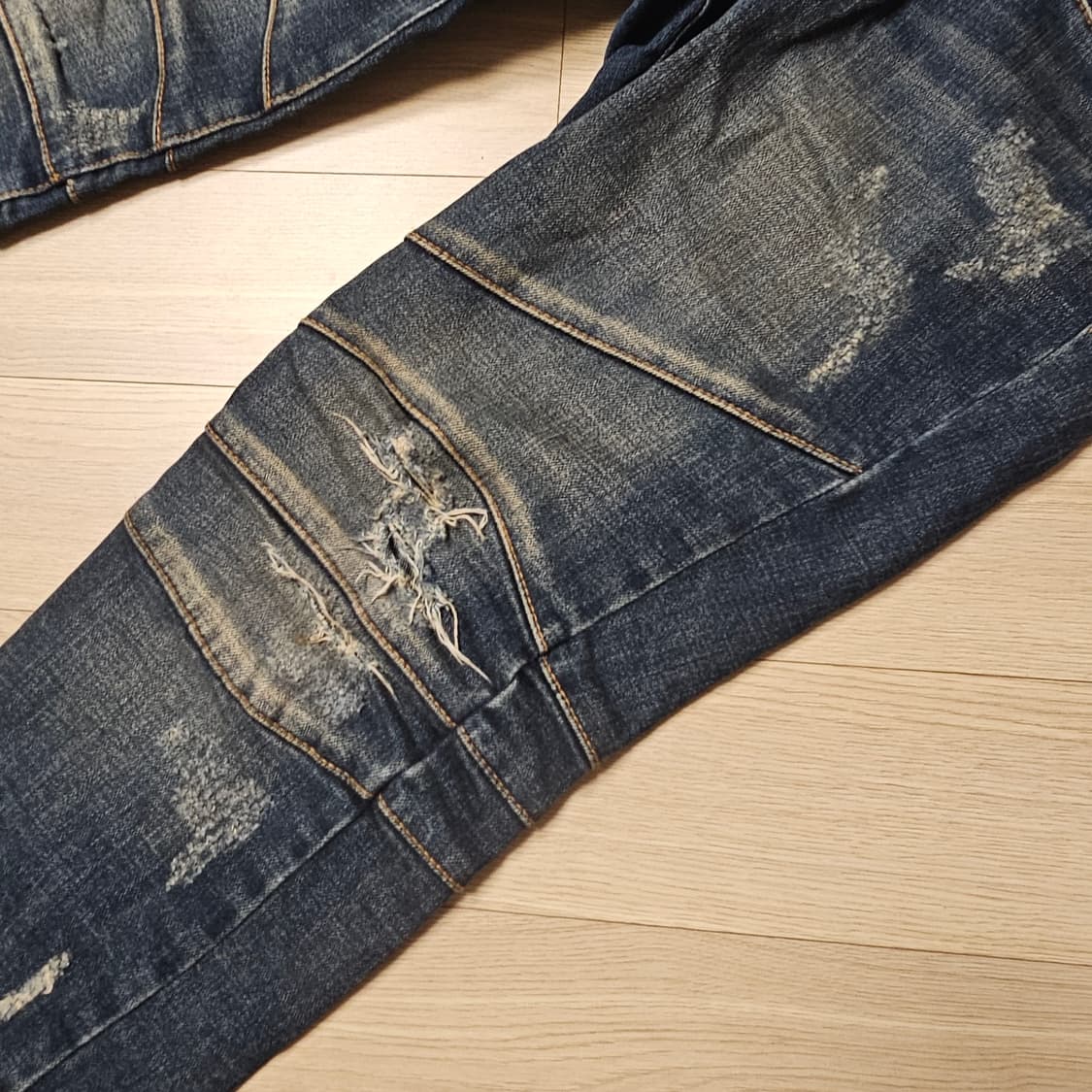 43 44 34 바이커핏 바이커진 스판 워싱 데님 스키니 청바지 빈티지 상품이미지4