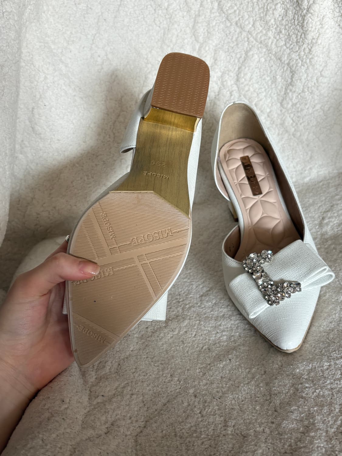 misope 미소페 큐빅 화이트 슈즈 힐 235 상품이미지2