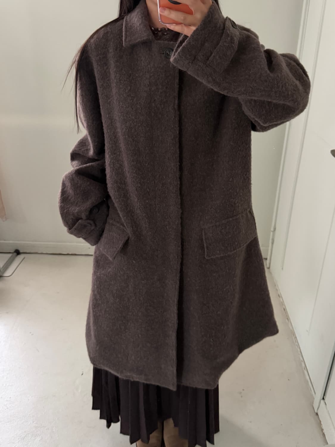 일본빈티지 토프브라운 롱코트 상품이미지4