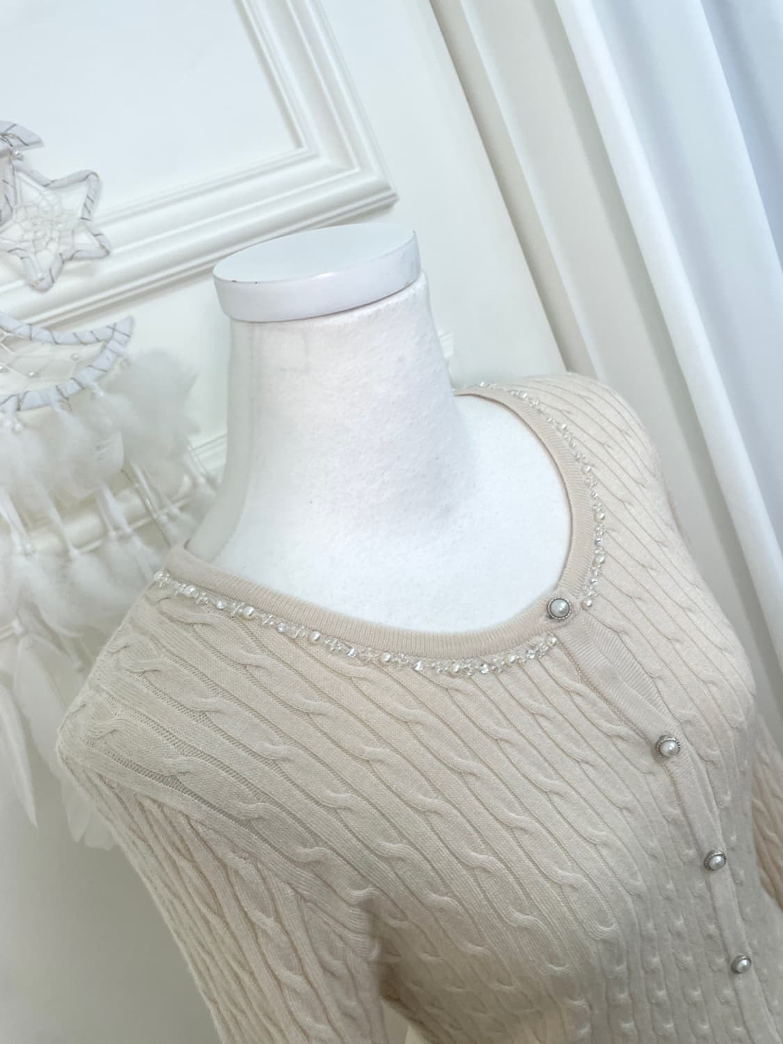 beige cubic point twist slim cardigan 상품이미지5