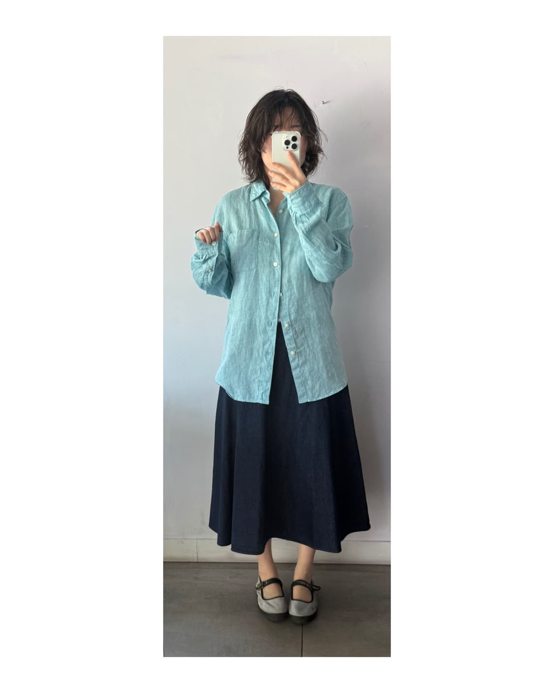 일본빈티지 하늘색 린넨셔츠 리넨셔츠  상품이미지4
