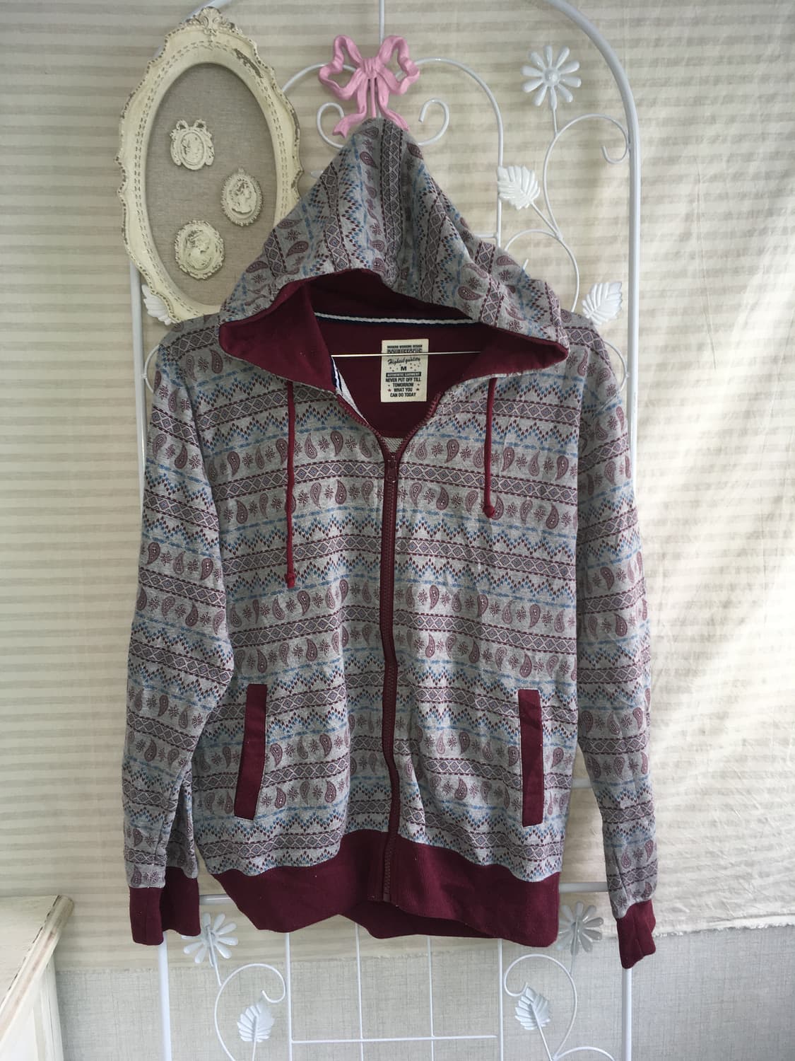 Set) bohemian burgundy pattern hood zip- 상품이미지2
