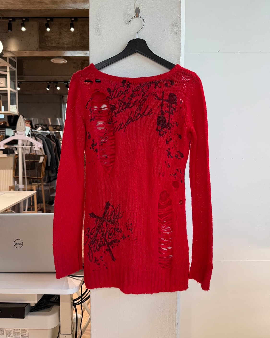 고스트 오브 할렘 레드 디스트레스드 니트  상품이미지7