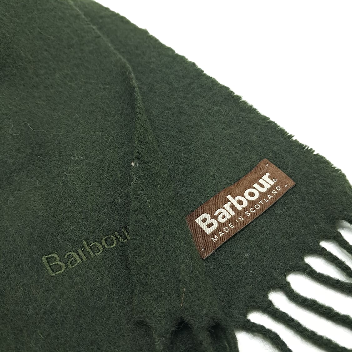 MX246 바버 다크그린 자수 램스울 목도리 머플러 상품이미지4