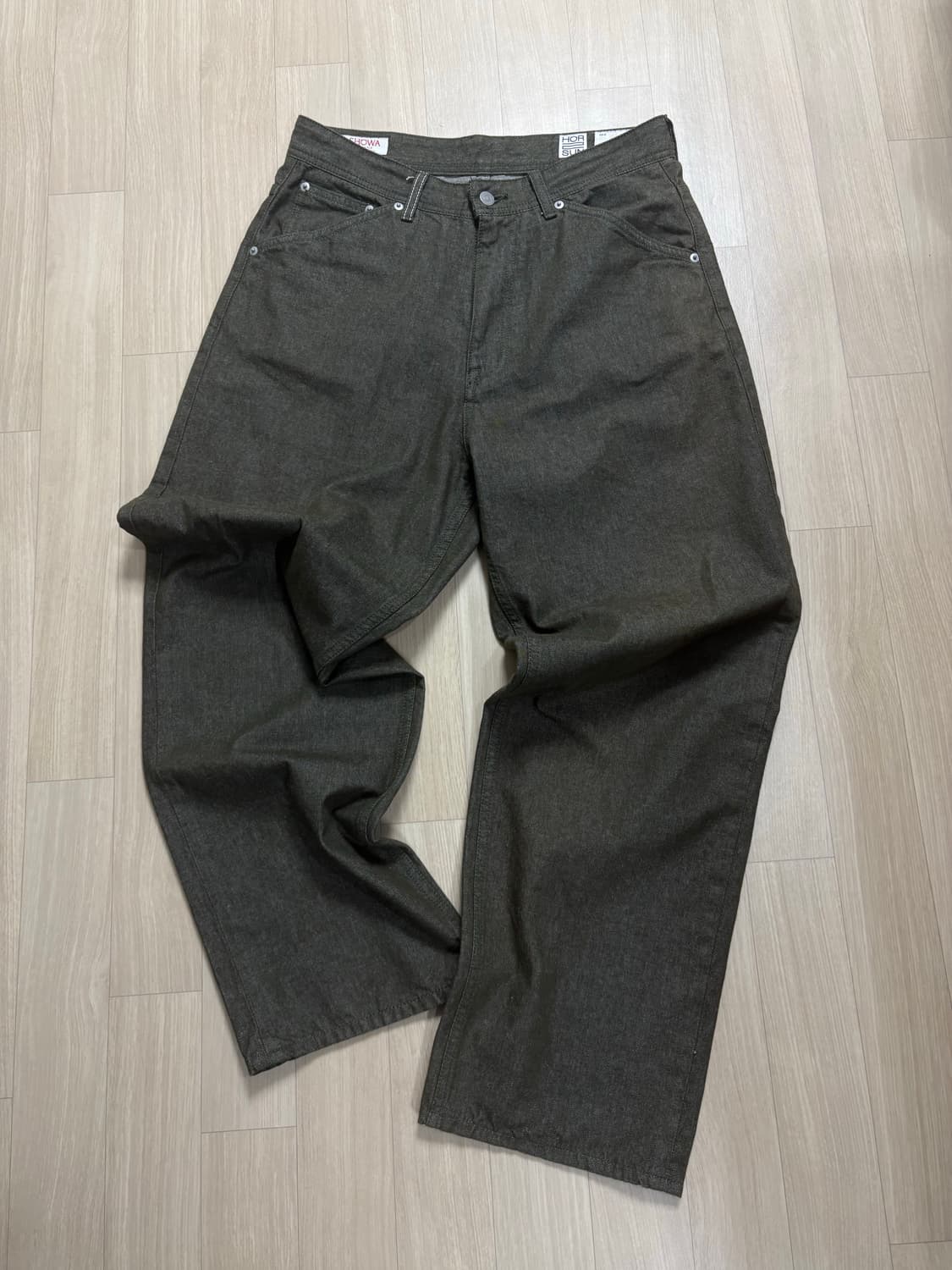 홀리선 와이드 컬러 데님 팬츠 올리브 m 상품이미지2