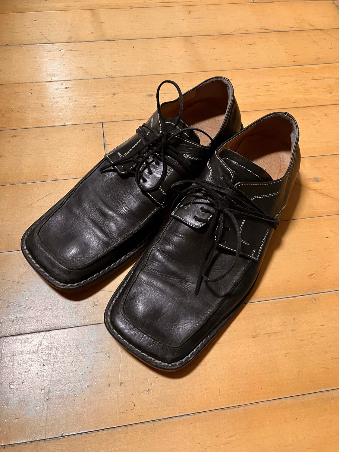 Japanese 90s 오버 스퀘어드 토 스티치 더비 슈즈 275 상품이미지7