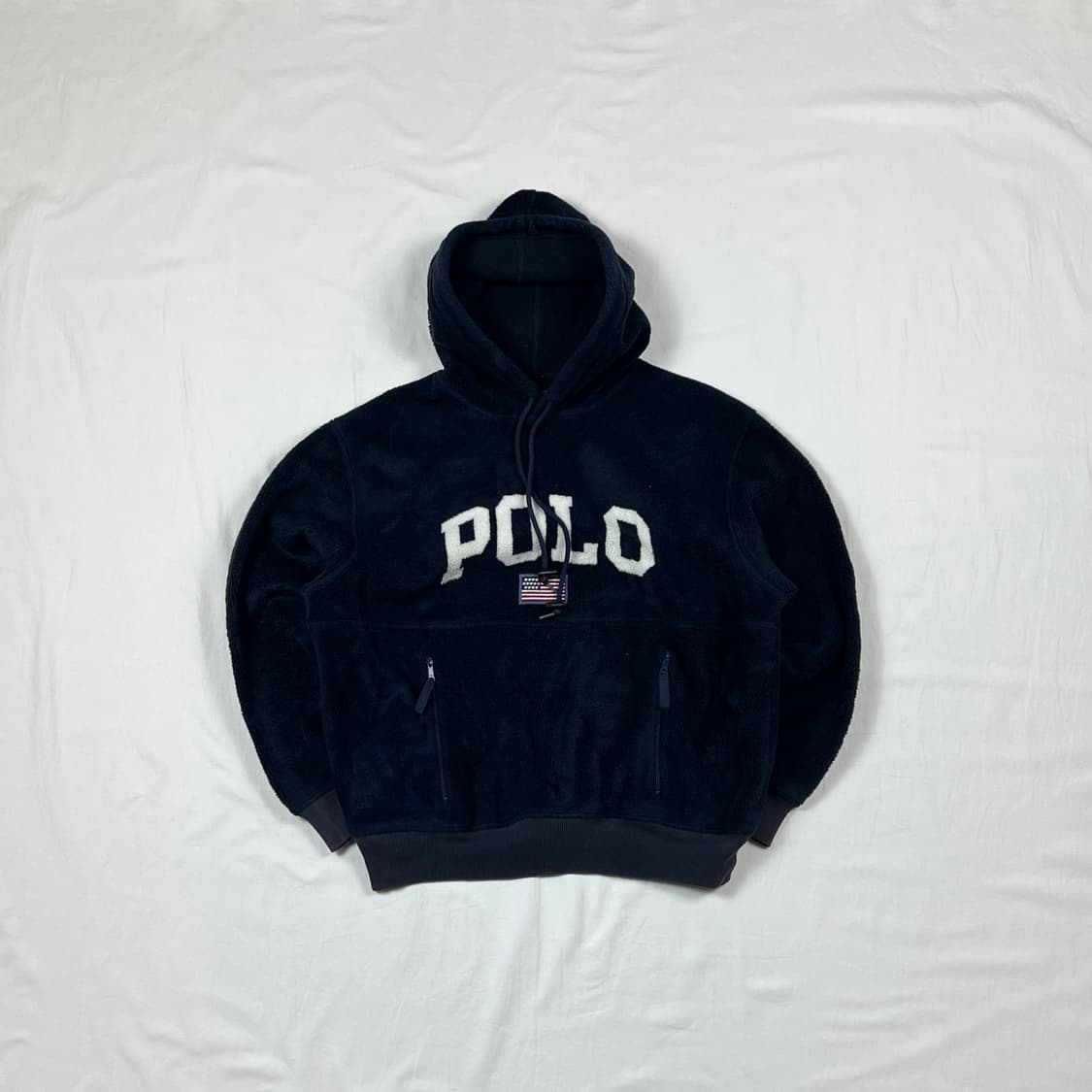 90‘s 폴로스포츠 polo 스펠아웃 성조기 플리스 후드티 상품이미지1