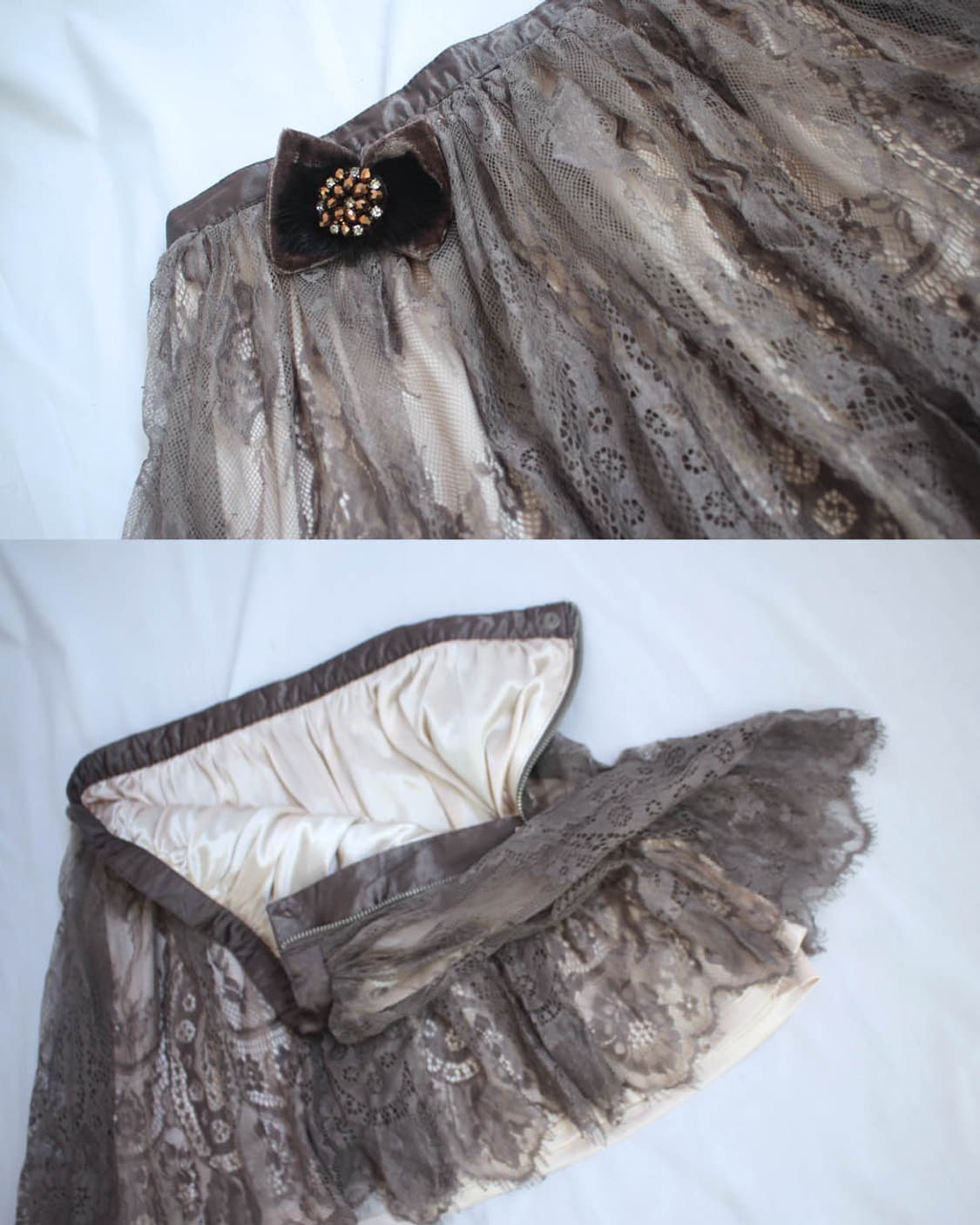 antique lace sha- skirt + ribbon brooch 상품이미지2