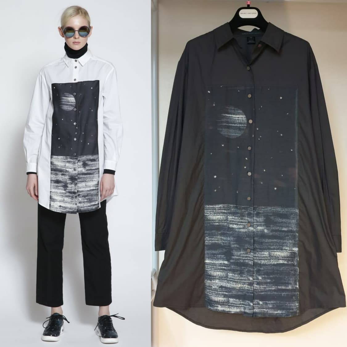 마크제이콥스 리조트컬렉션 그래픽 행성프린트 롱셔츠 튜닉 원피스 상품이미지1