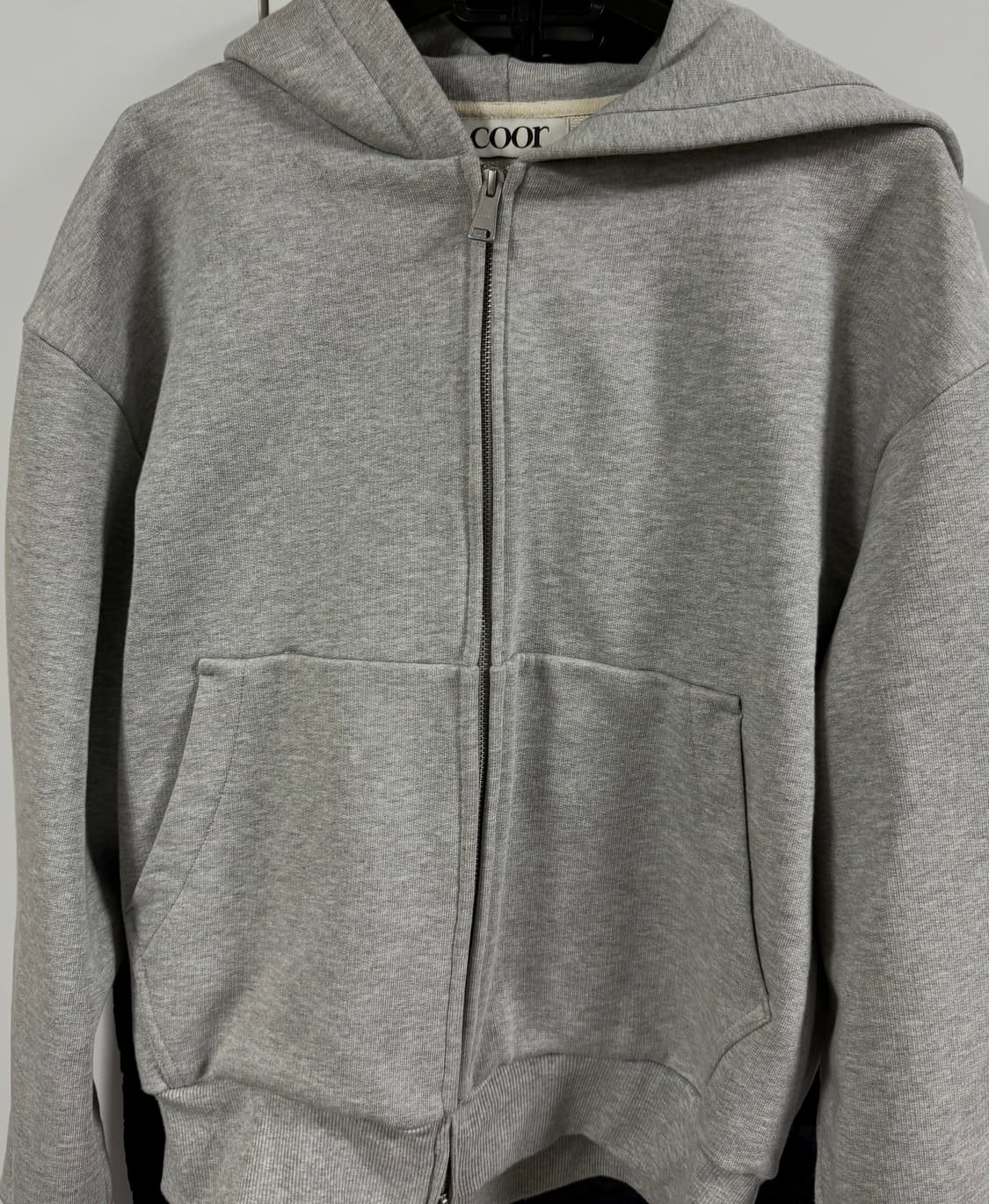 쿠어 미니멀 코튼 후드 집 점퍼 상품이미지1