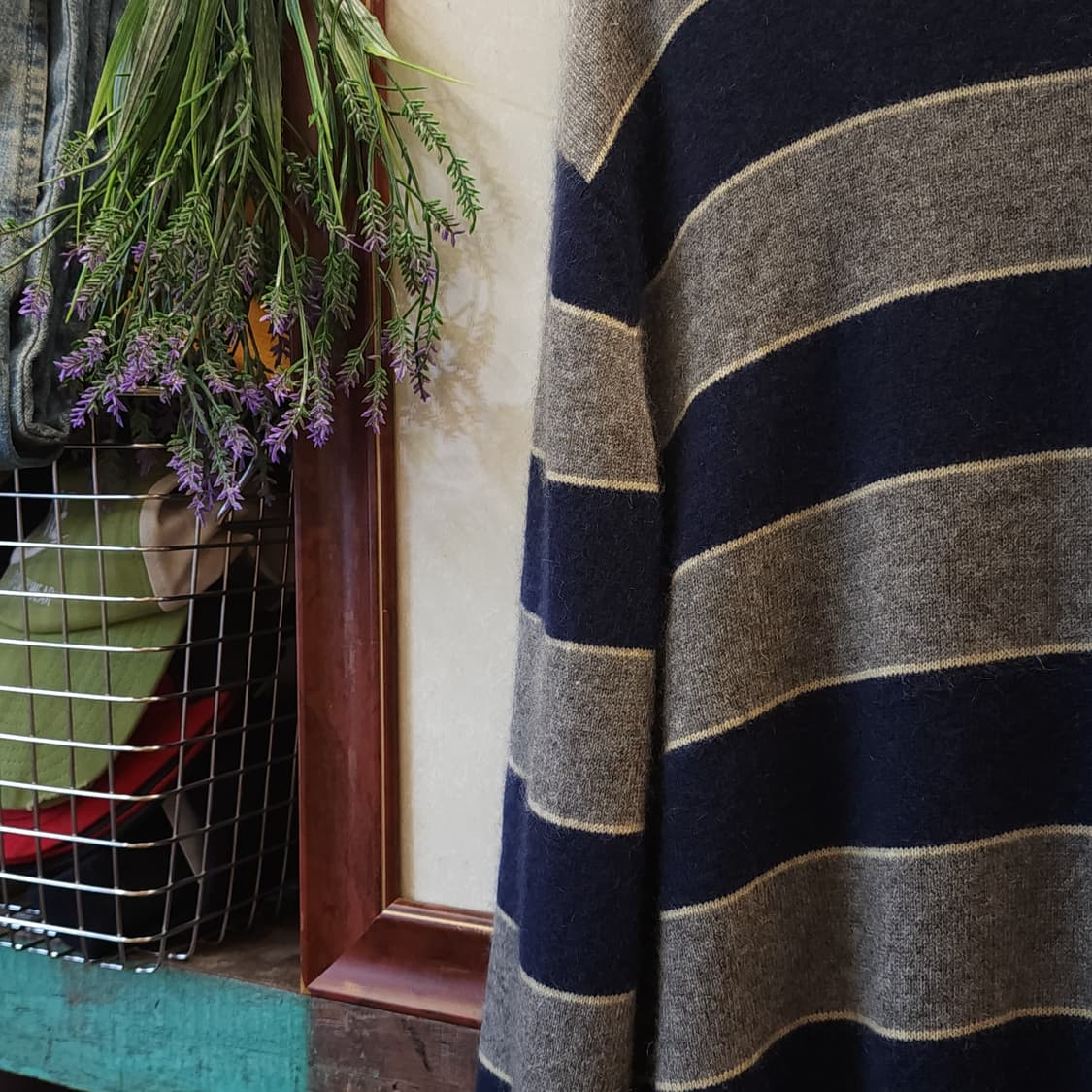 90s 폴로 캐시미어 니트 클래식 니트 스트라이프 패턴 XL 상품이미지6