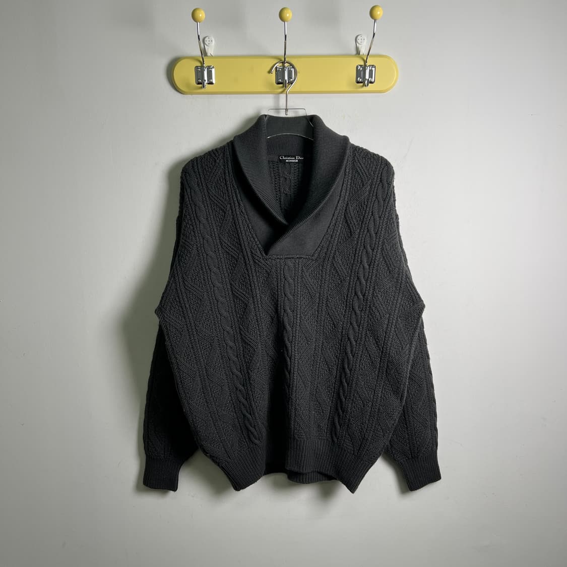 크리스찬 디올 무슈 숄 칼라 케이블 니트 스웨터 L 상품이미지1