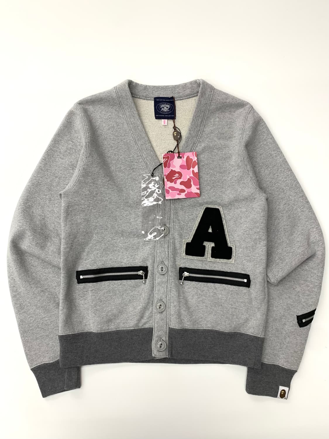 (새상품) Bape 베이프 투포켓 그레이 스웻 가디건 상품이미지5
