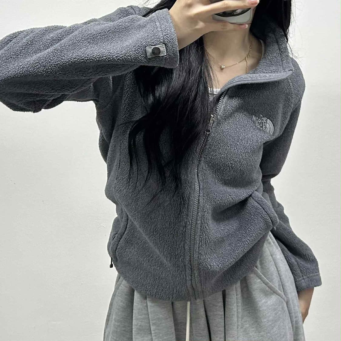 노스페이스 그레이 플리스 자켓 후리스 희귀져지(L) 상품이미지1