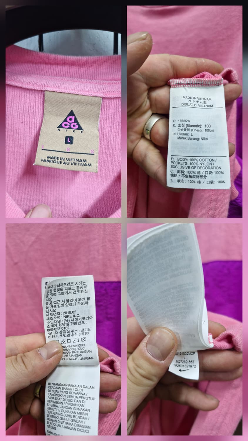 100L 나이키 ACG 포켓 롱슬리브 핑크. 상품이미지9