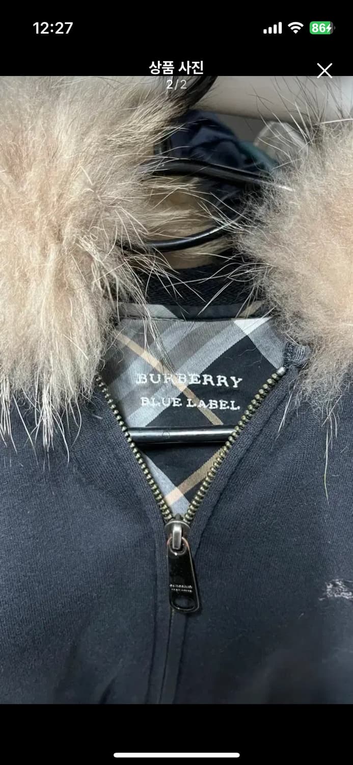 버버리 블루라벨 퍼 후드집업 상품이미지2