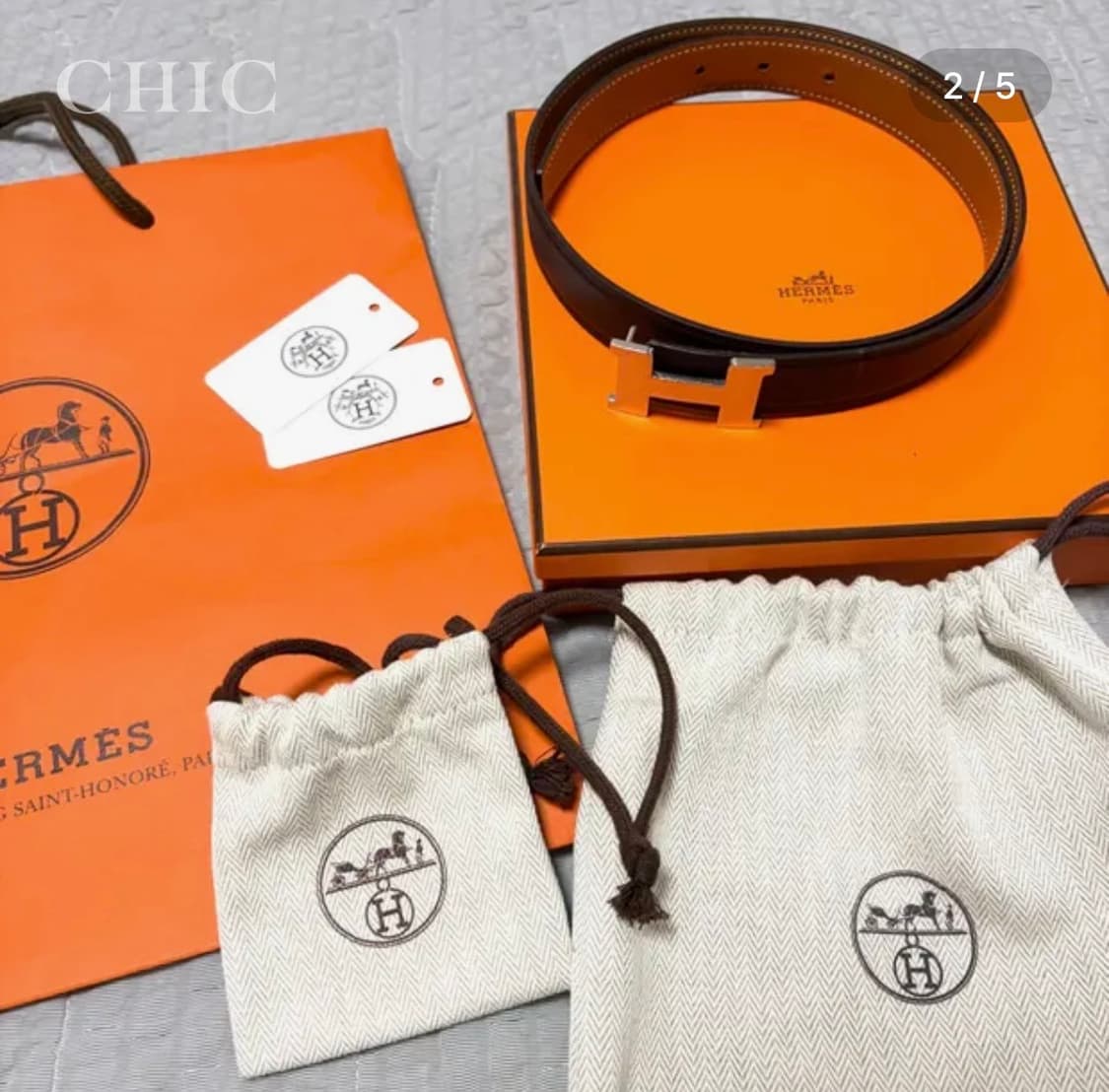 [에르메스 카프스킨 H 은장 버클 리버서블 벨트 (정품)] 상품이미지2