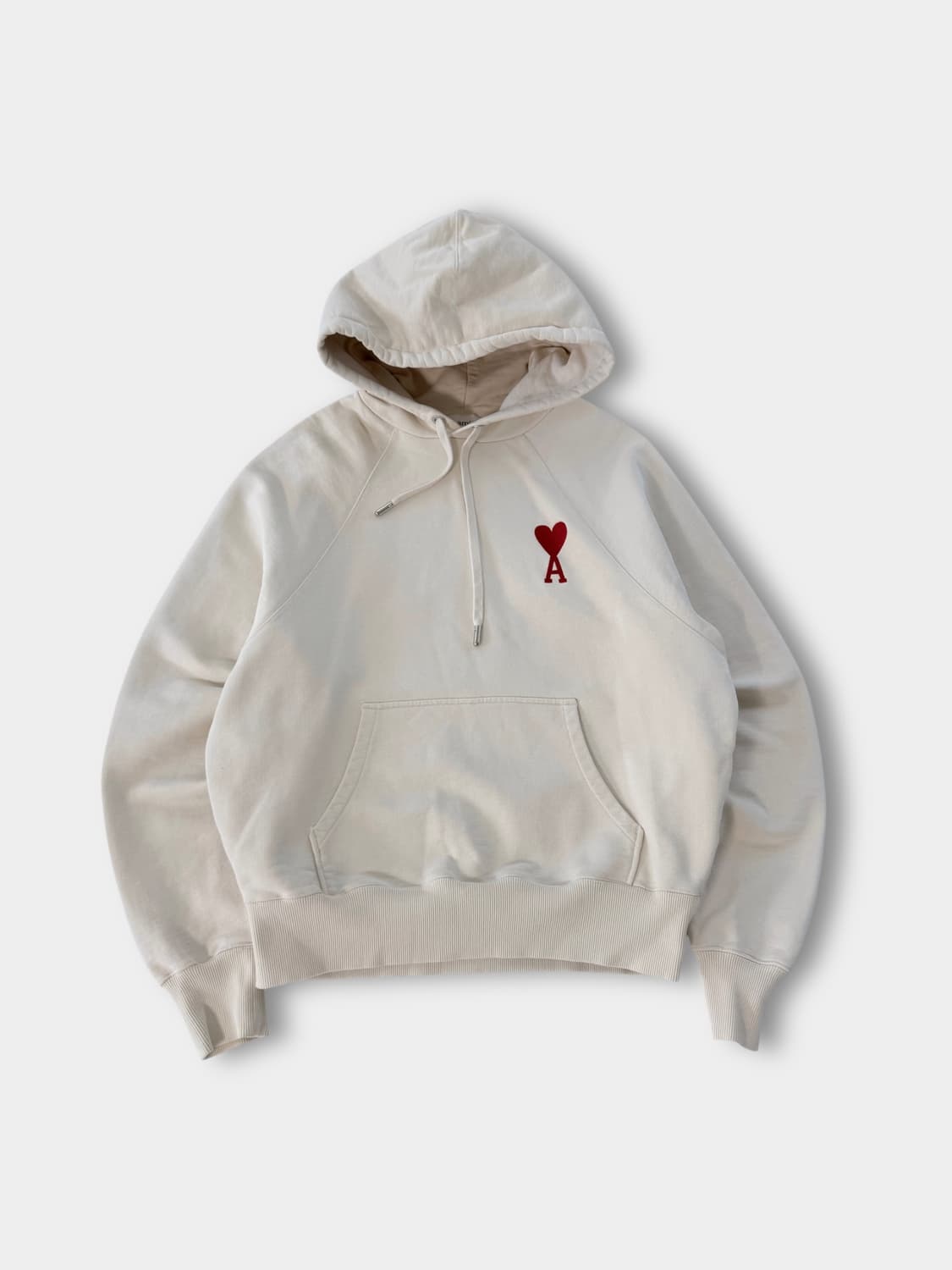 아미 오버핏 해비웨이트 아이보리 빅하트로고 스웻 후드 상품이미지1