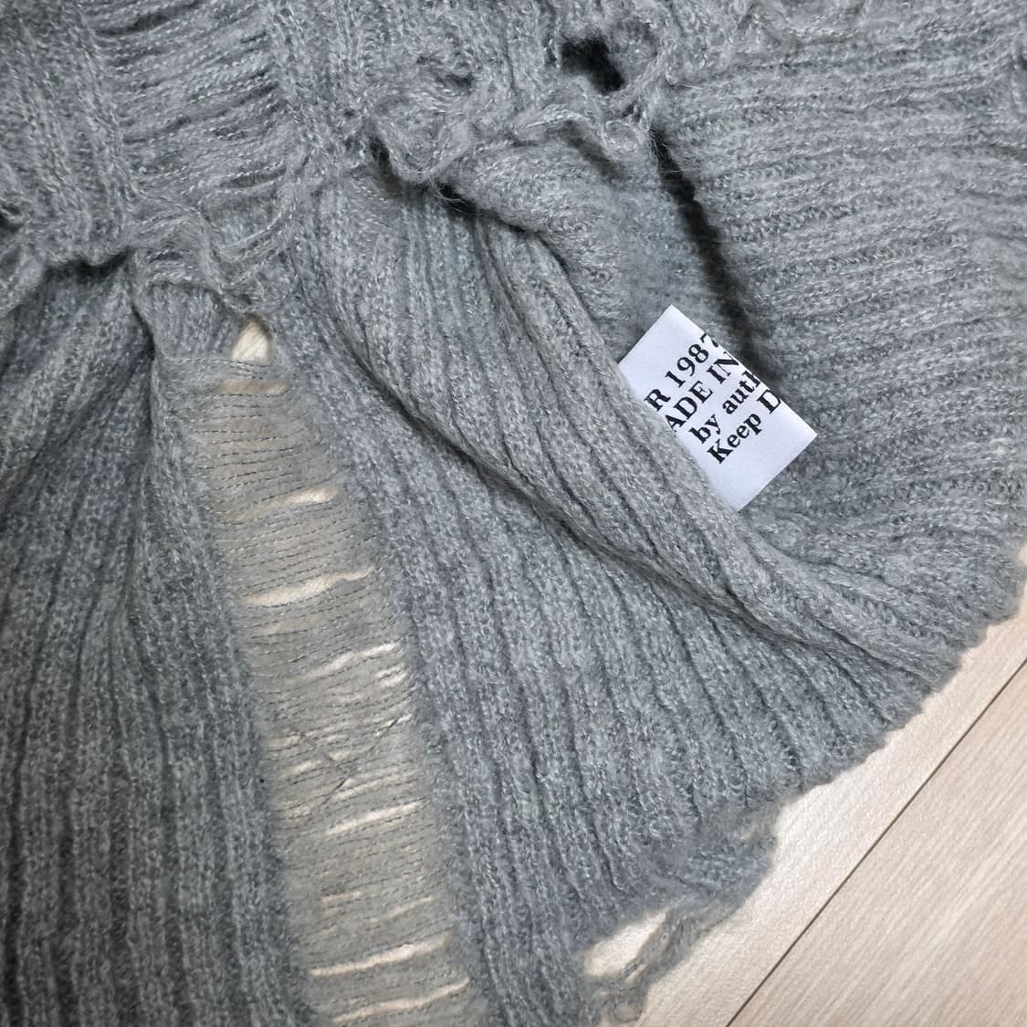 빈티지) 페어리 그런지 y2k v넥 데미지 울 루즈니트 긴팔 롱슬리브 상품이미지5