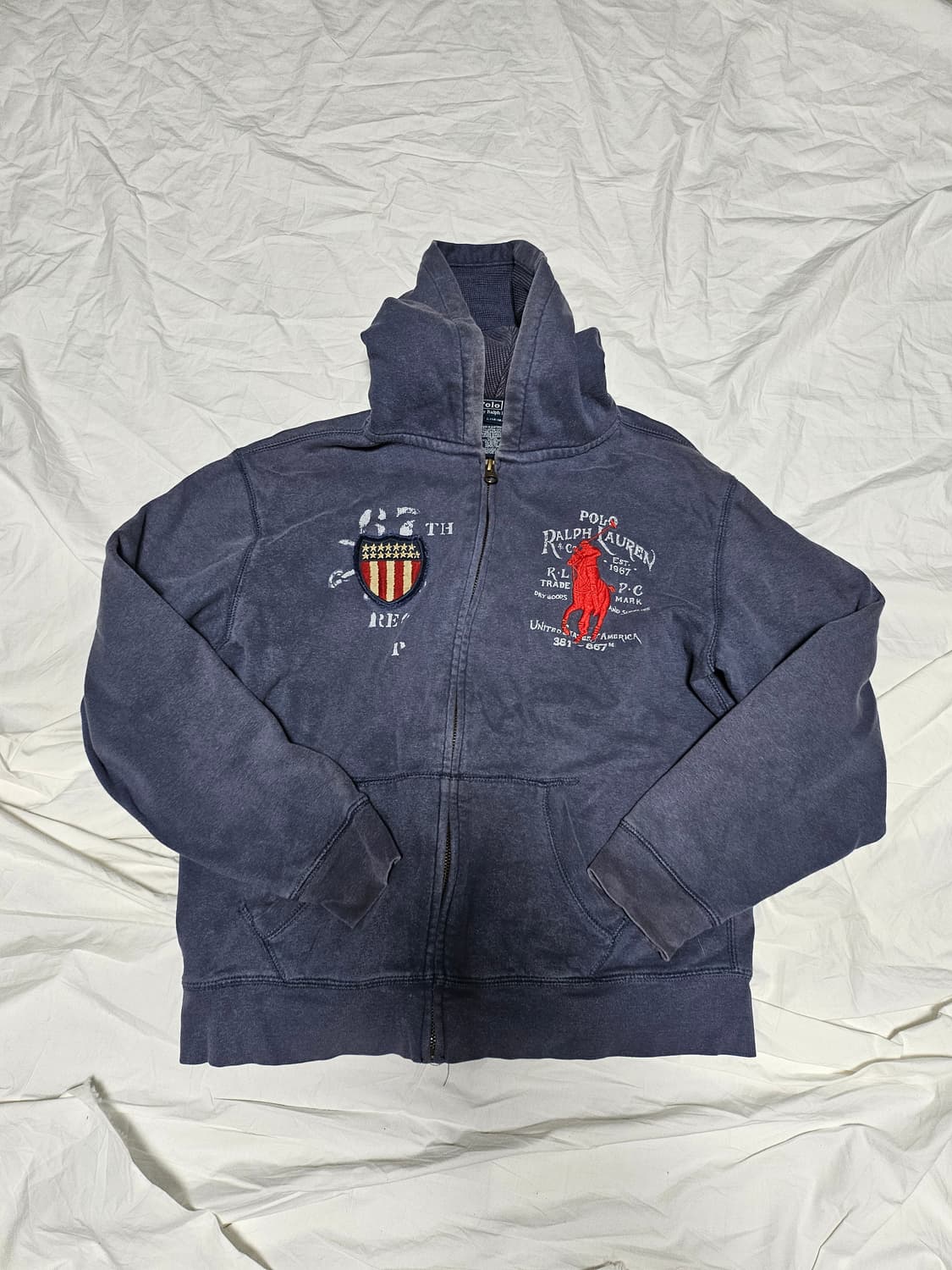 90s 폴로랄프로렌 빅포니 성조기 후드집업 L 상품이미지1