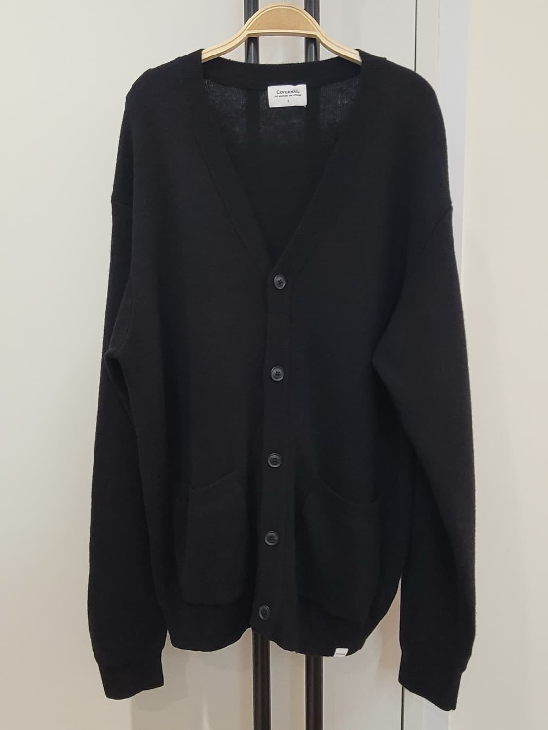 커버낫 울 캐시미어 블랙 브이넥 가디건 남녀공용 오버핏 S사이즈 상품이미지1