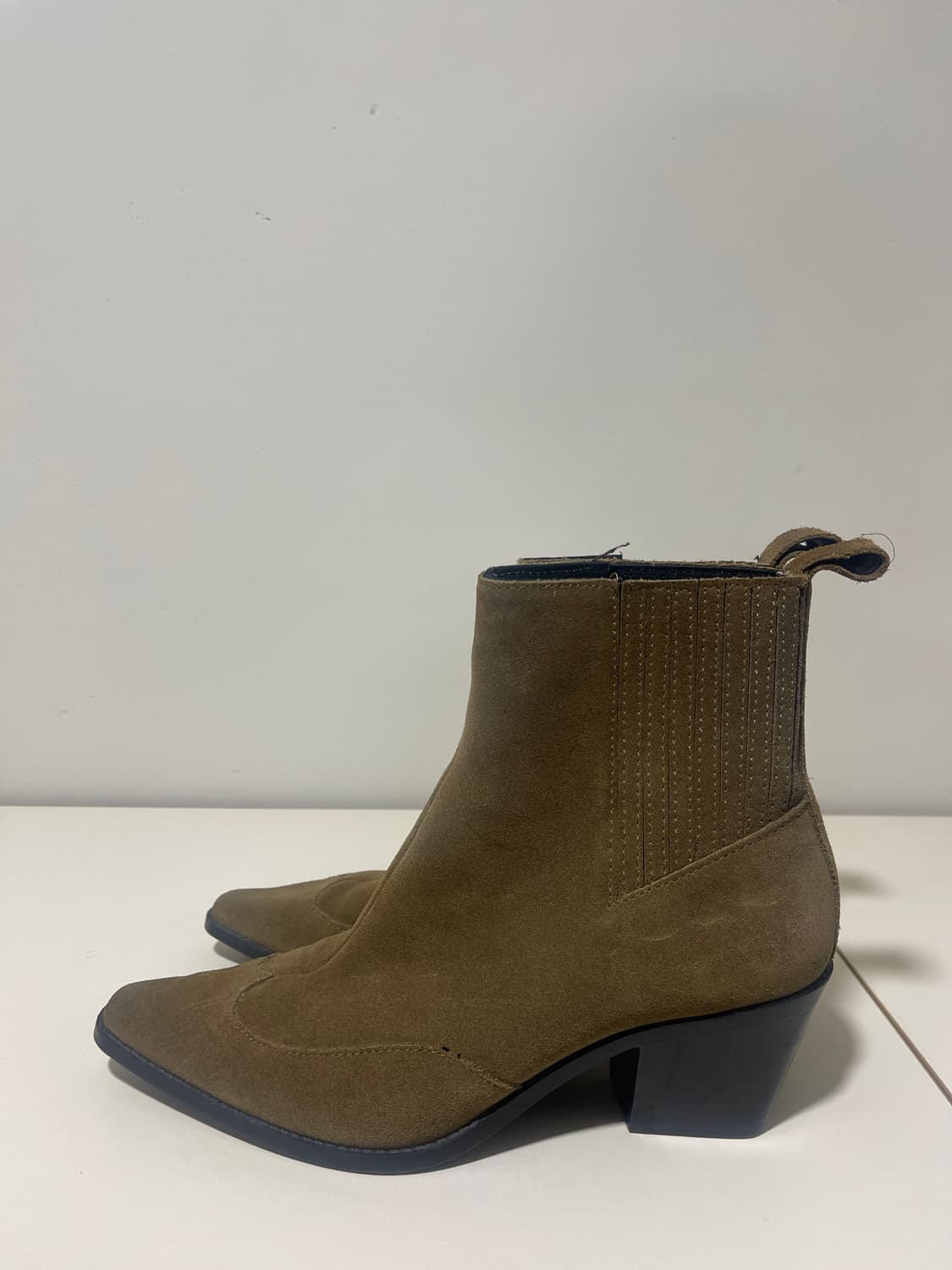 자라 스웨이드 웨스턴 앵클 부츠 브라운 38 상품이미지2