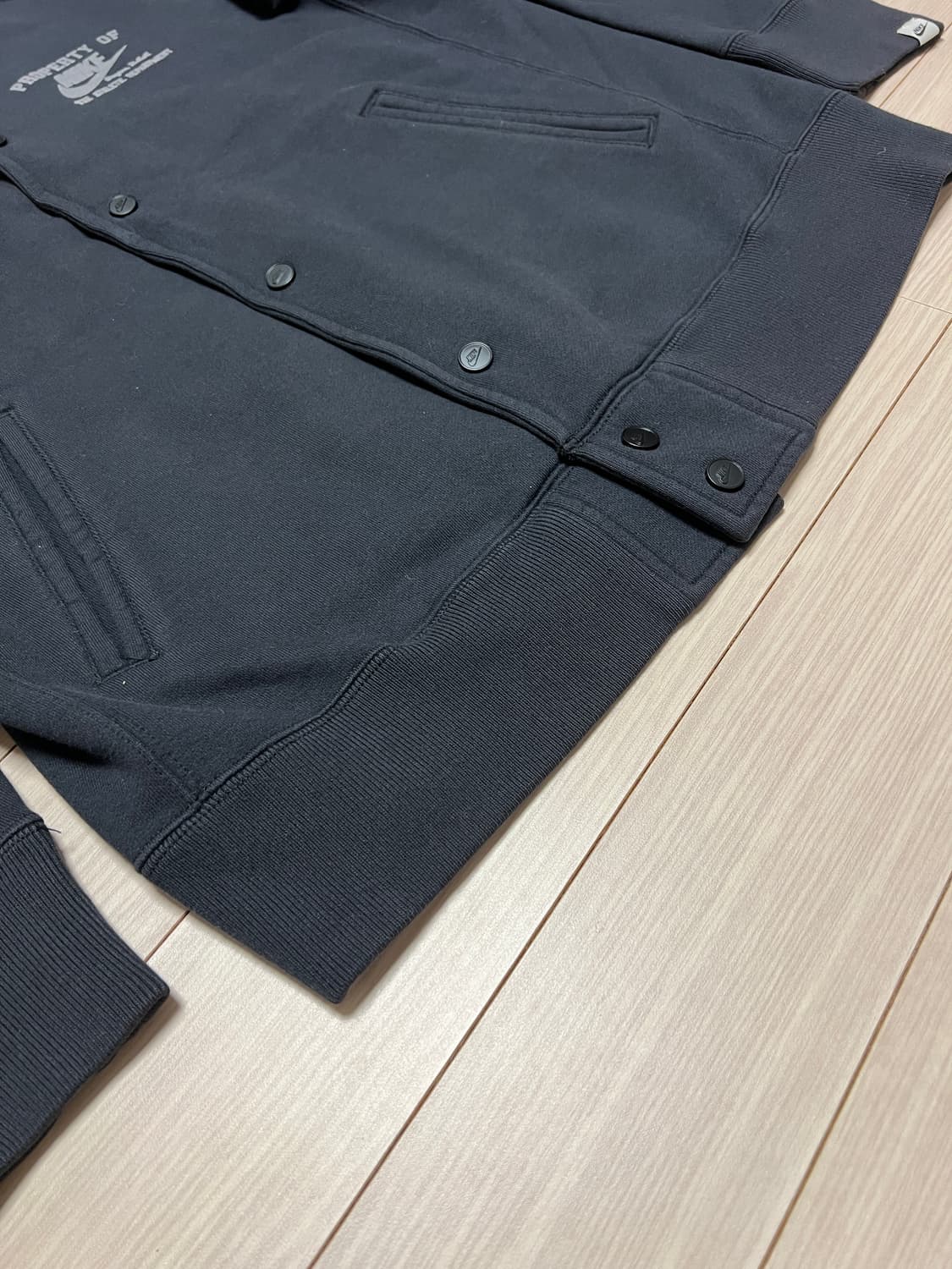 나이키 PROPERTY OF 로고 버튼 스웻 자켓 / 네이비 / XL  상품이미지3