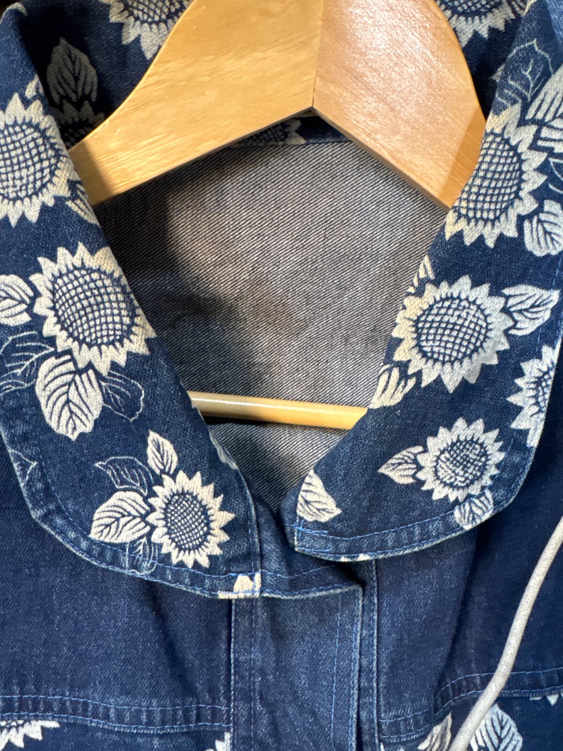 해바라기 패턴 오버핏 모리 보헤미안 빈티지 청조끼 데님 베스트 상품이미지8