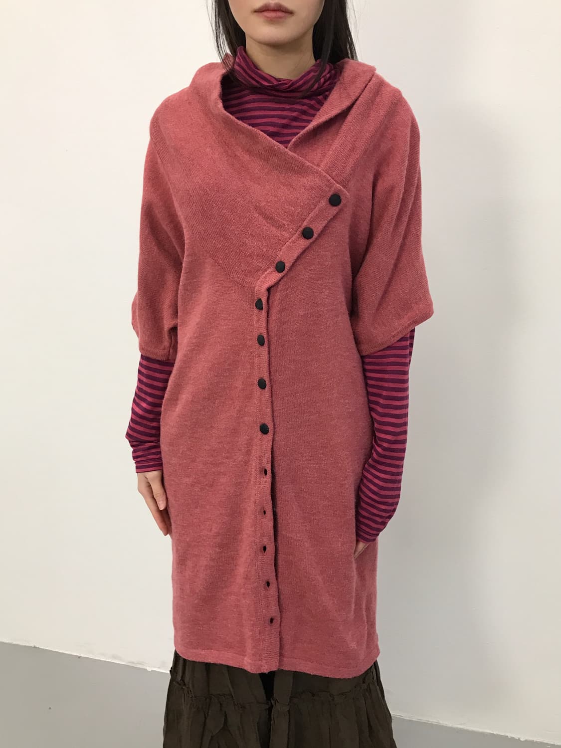 Jpn Asymmetric Button Knit Cardigans 상품이미지3