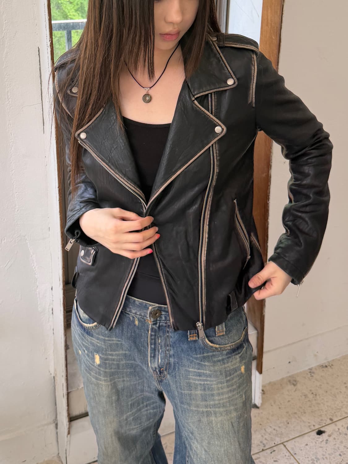 빈티지 라이더 레더 자켓 상품이미지4