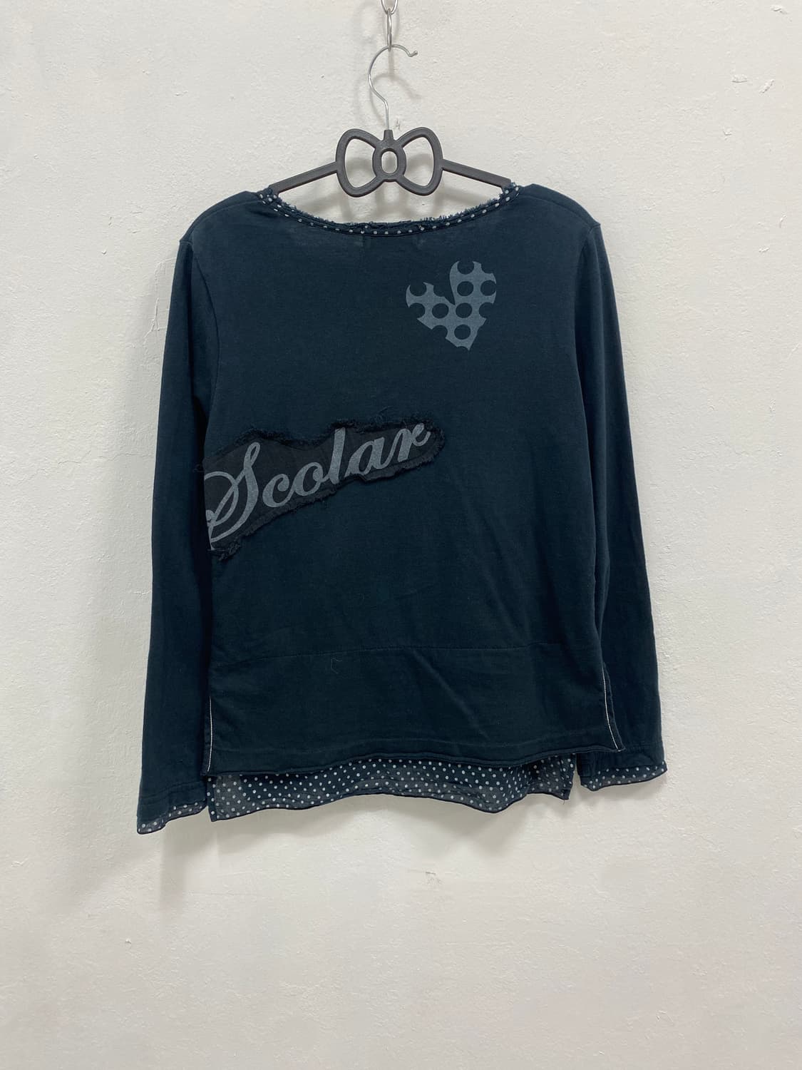 [SCOLAR] 신데렐라 y2k 브라운 도트 롱슬리브 상품이미지4