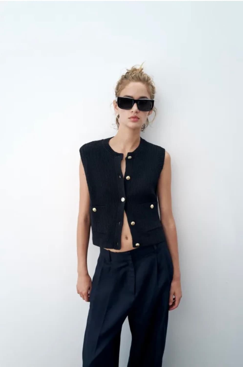 자라 네이비 니트 베스트  상품이미지1