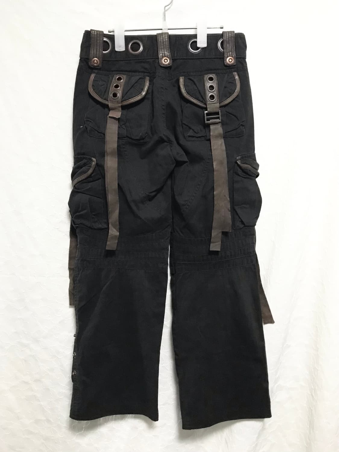빈티지 dohc 00s y2k 아일렛 레더 스트랩 카고 팬츠 상품이미지3