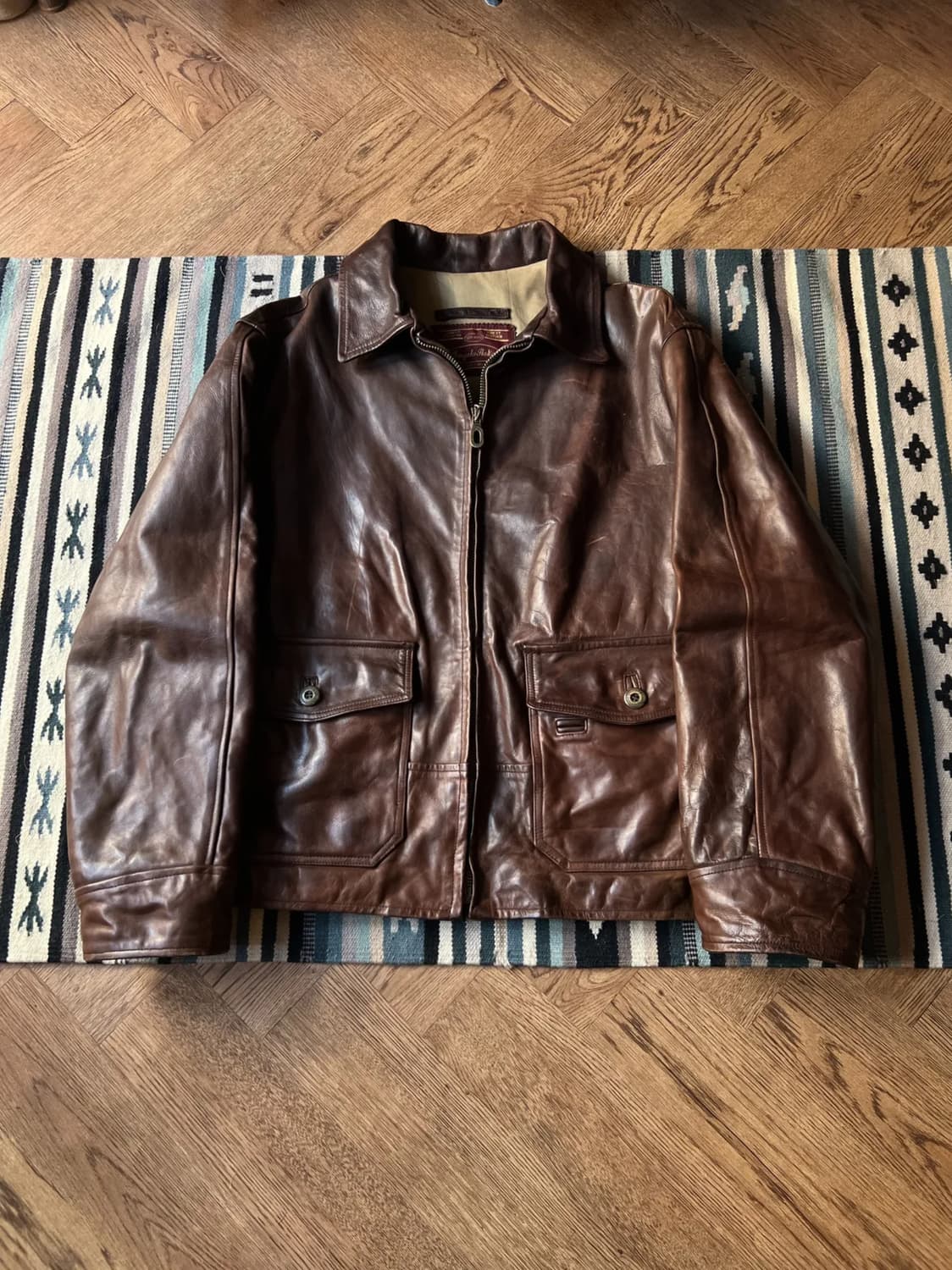 [XL]90's 이태리제 홀스하이드 플라이트 자켓 상품이미지1